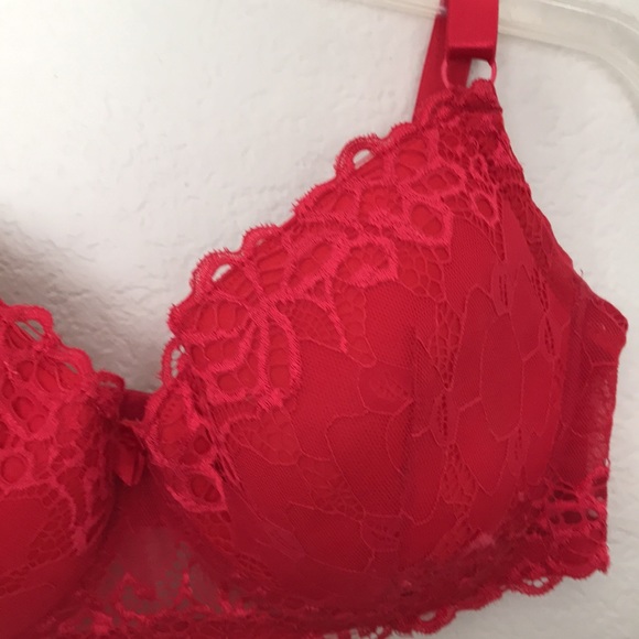 PRETTY RED LACE PUSH-UP BRA SIZE 40DD BY YOUMITA NEW IN EXCELLENT CONDITION! - Picture 2 of 5